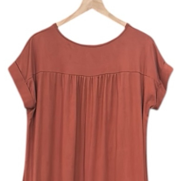 Entro Casual Loose Fit Short Sleeve V-Neck Split Hem Maxi Dress Redwood Large - Picture 11 of 12